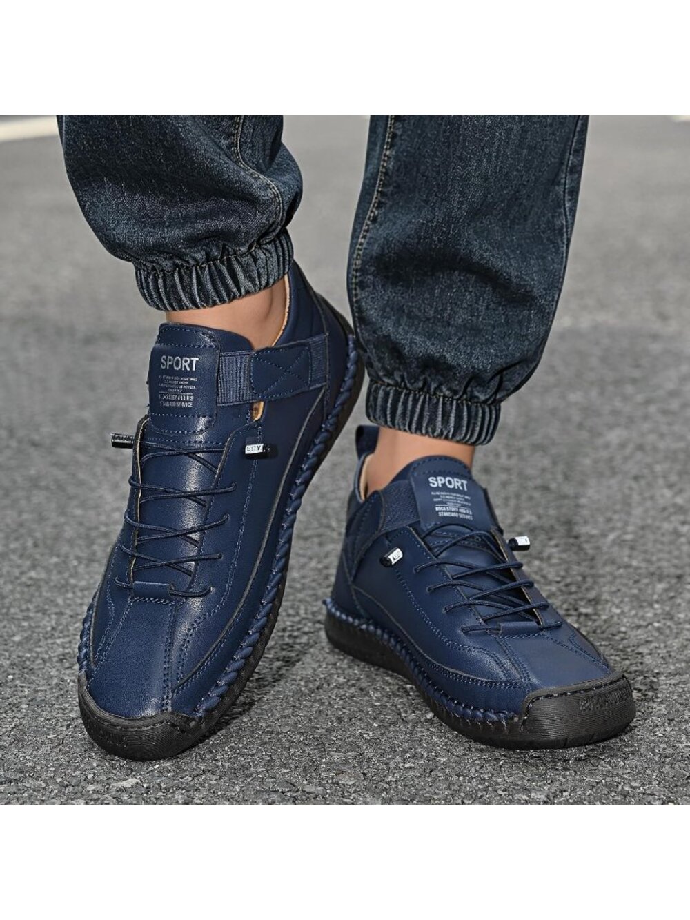 Women's Dark Blue Breathable Loafers Mid top Walking Flats Ankle Chukka Boots - Picture 5 of 7